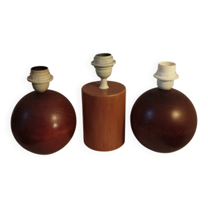 3 pieds de lampe bois