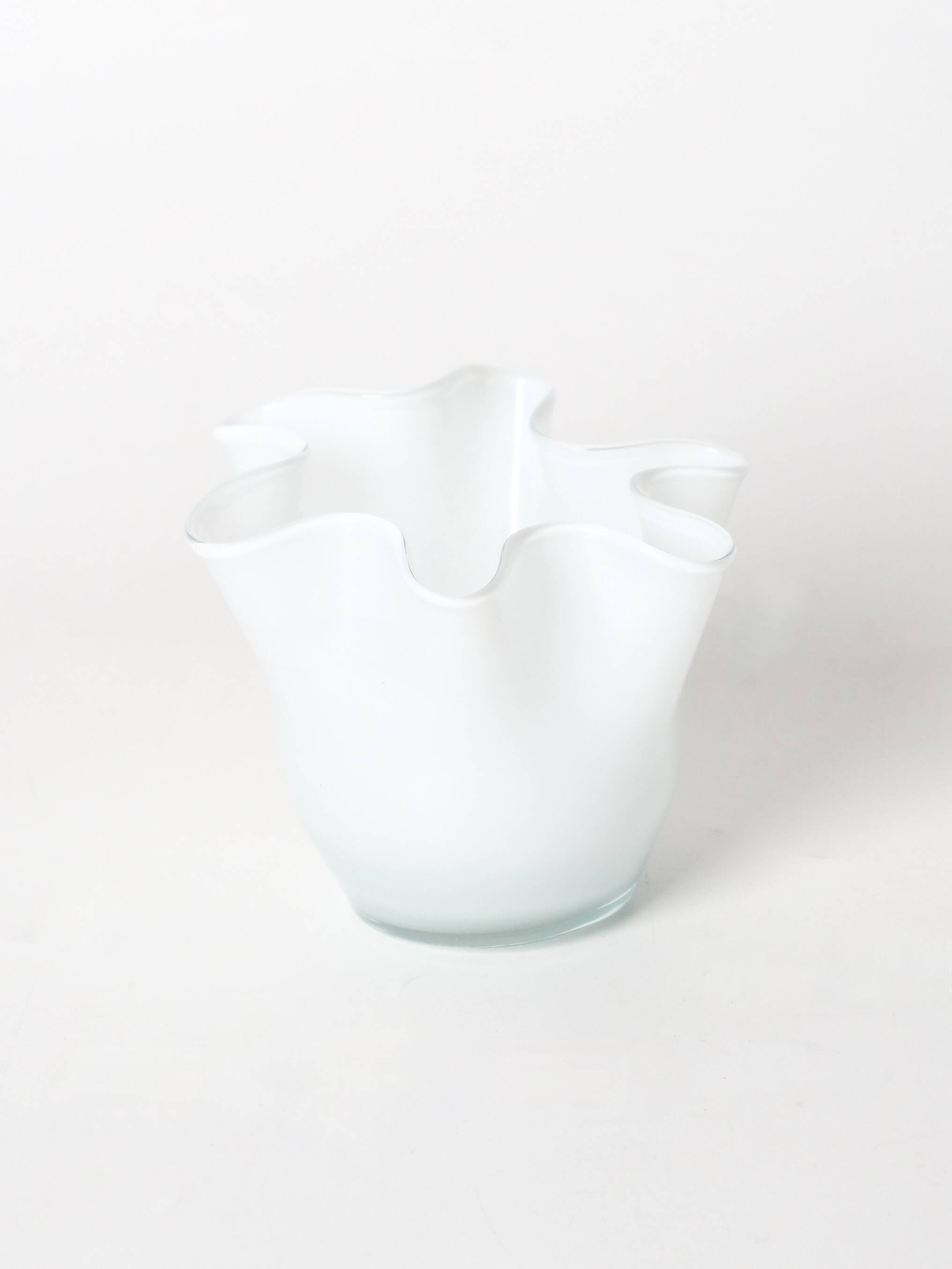 small handkerchief vase in white opaline