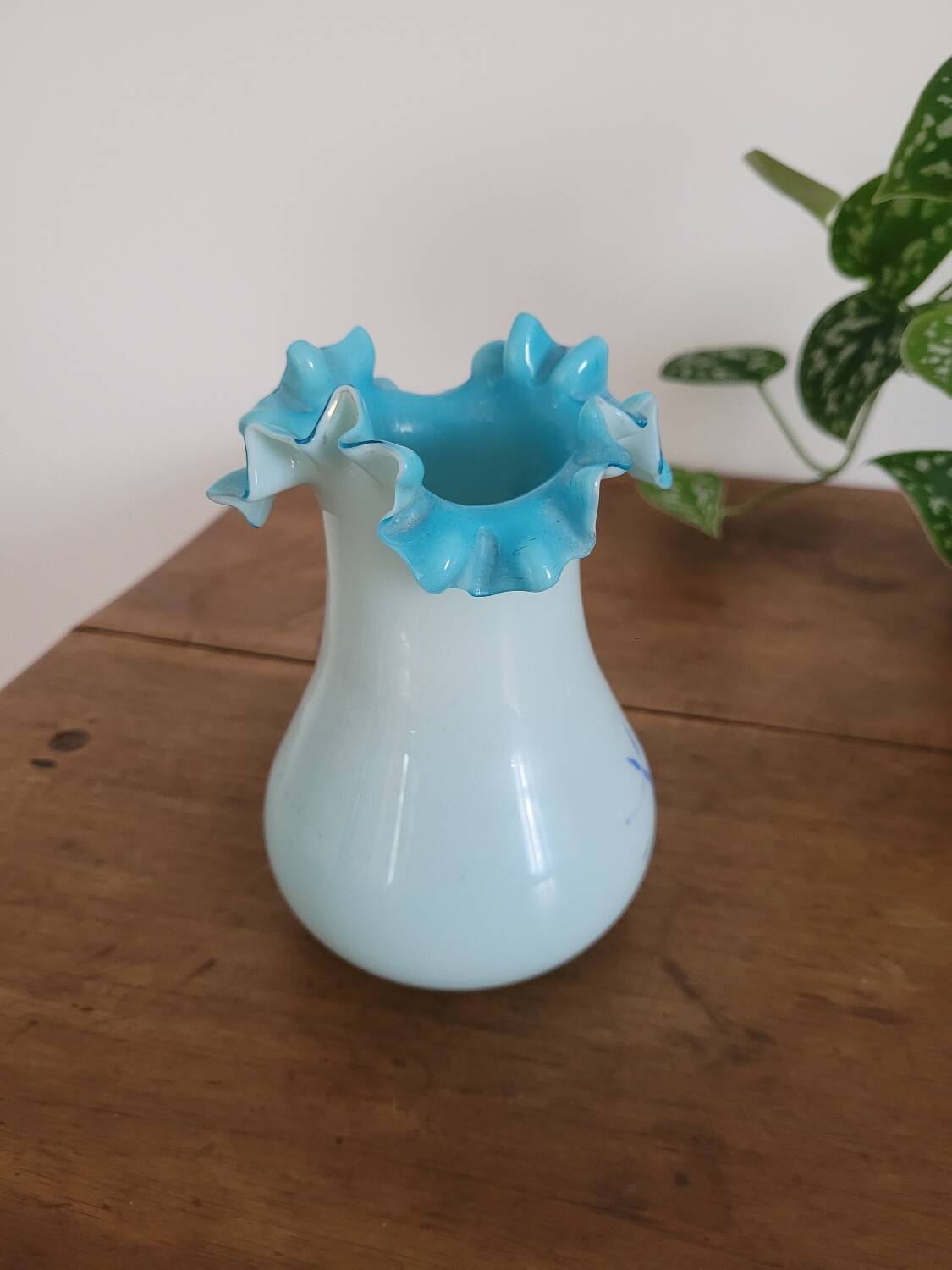 19th century blue opaline vase