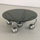 Sputnik Coffee Table in Chromed Metal and Smoked Glass