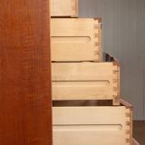 Large Danish chest of drawers, tallboy, 7 teak drawers by Henning Jørgesen.