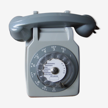 Grey, dialed, 80s Vintage phone