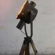 Industrial spotlight floor lamp on tripod PZO STG 4, Poland, 1970s