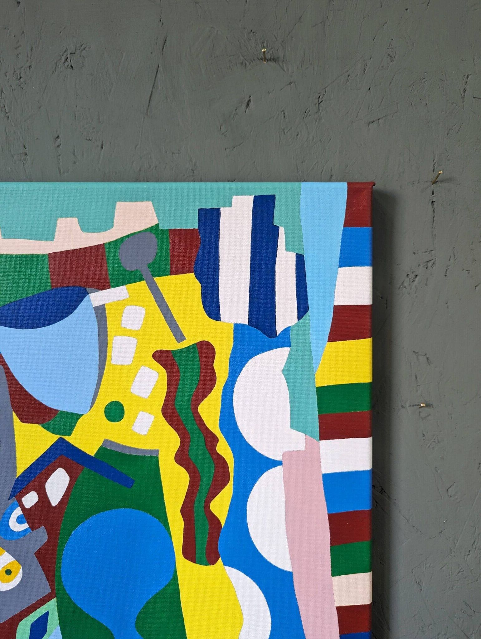 Contemporary Abstract Painting "Blue Tiger" 2023 Unframed Acrylic on Canvas