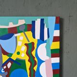 Contemporary Abstract Painting "Blue Tiger" 2023 Unframed Acrylic on Canvas