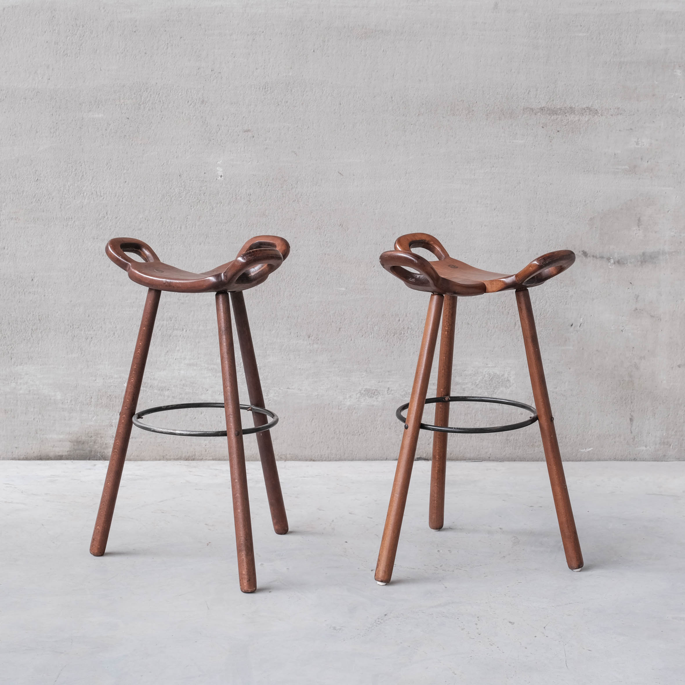 Brutalist mid-century 'Marbella' bar stool (up to 8 available)