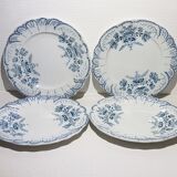 Set of 4 dessert plates in earthenware of St Amand model Regency, iron earth