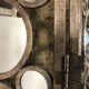 Screen 3 panels of round mirrors frame metalized iron aged