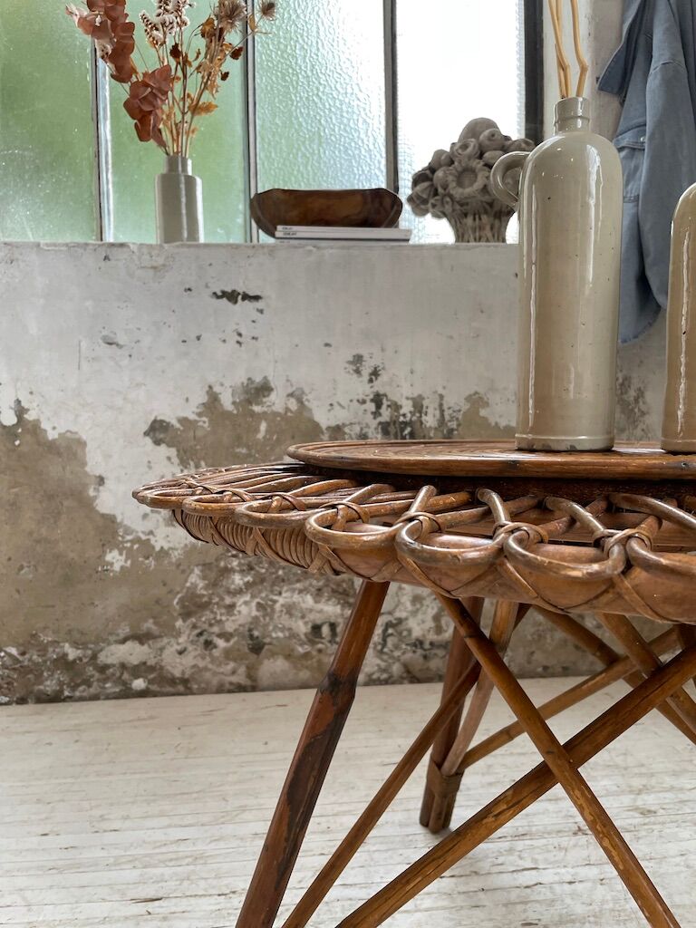 Rattan “sun” coffee table