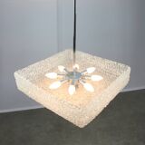 Vintage Textured Glass Chandelier: Mid-Century Kalmar Style Pendant Light