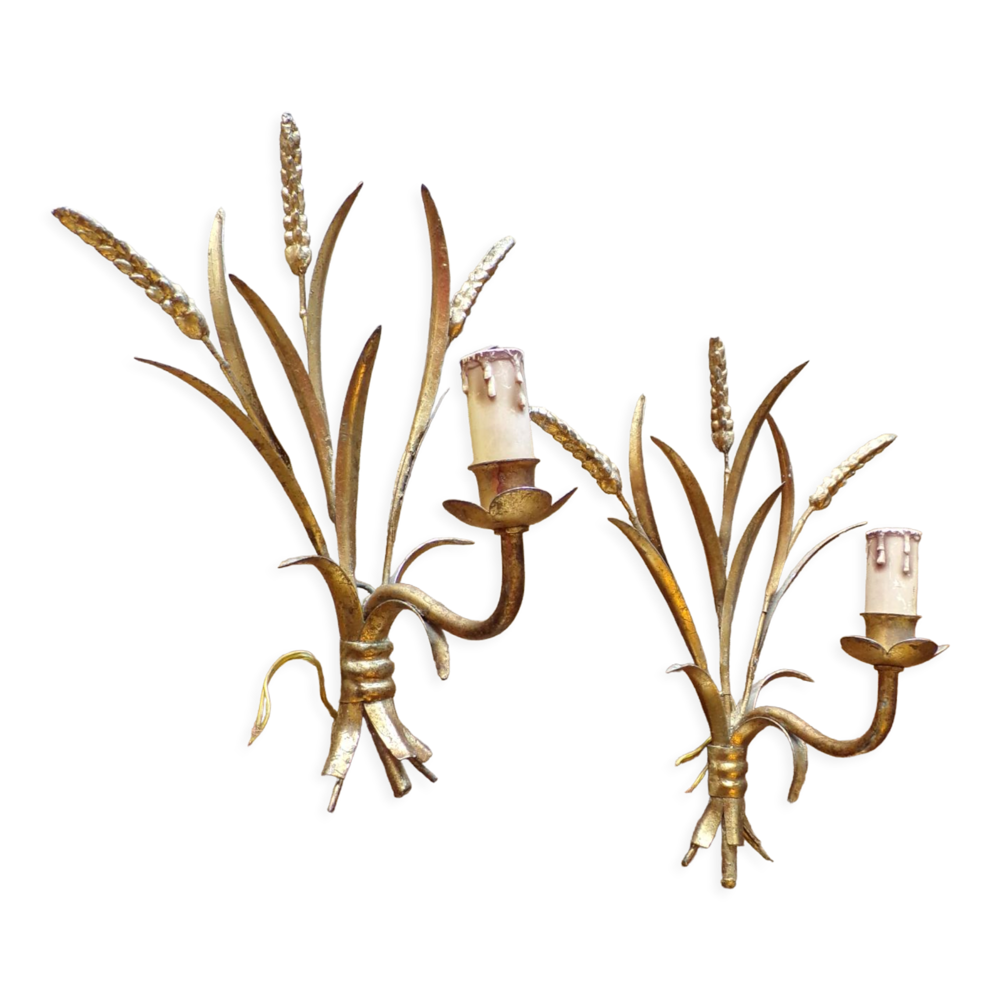 Pair of Italian sconces ear of wheat