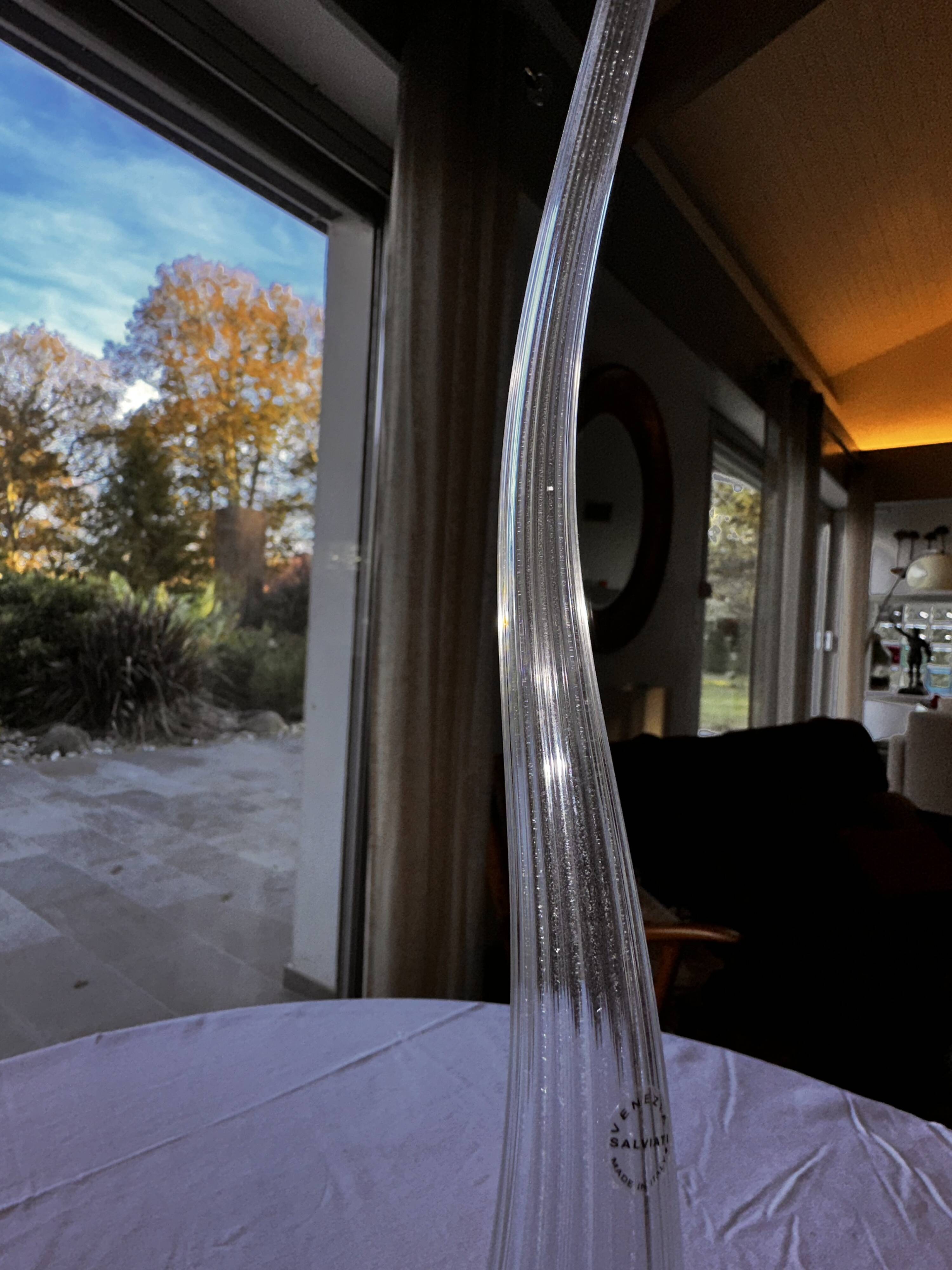 Salviati soliflore vase Aria Piccolo model in transparent ribbed glass