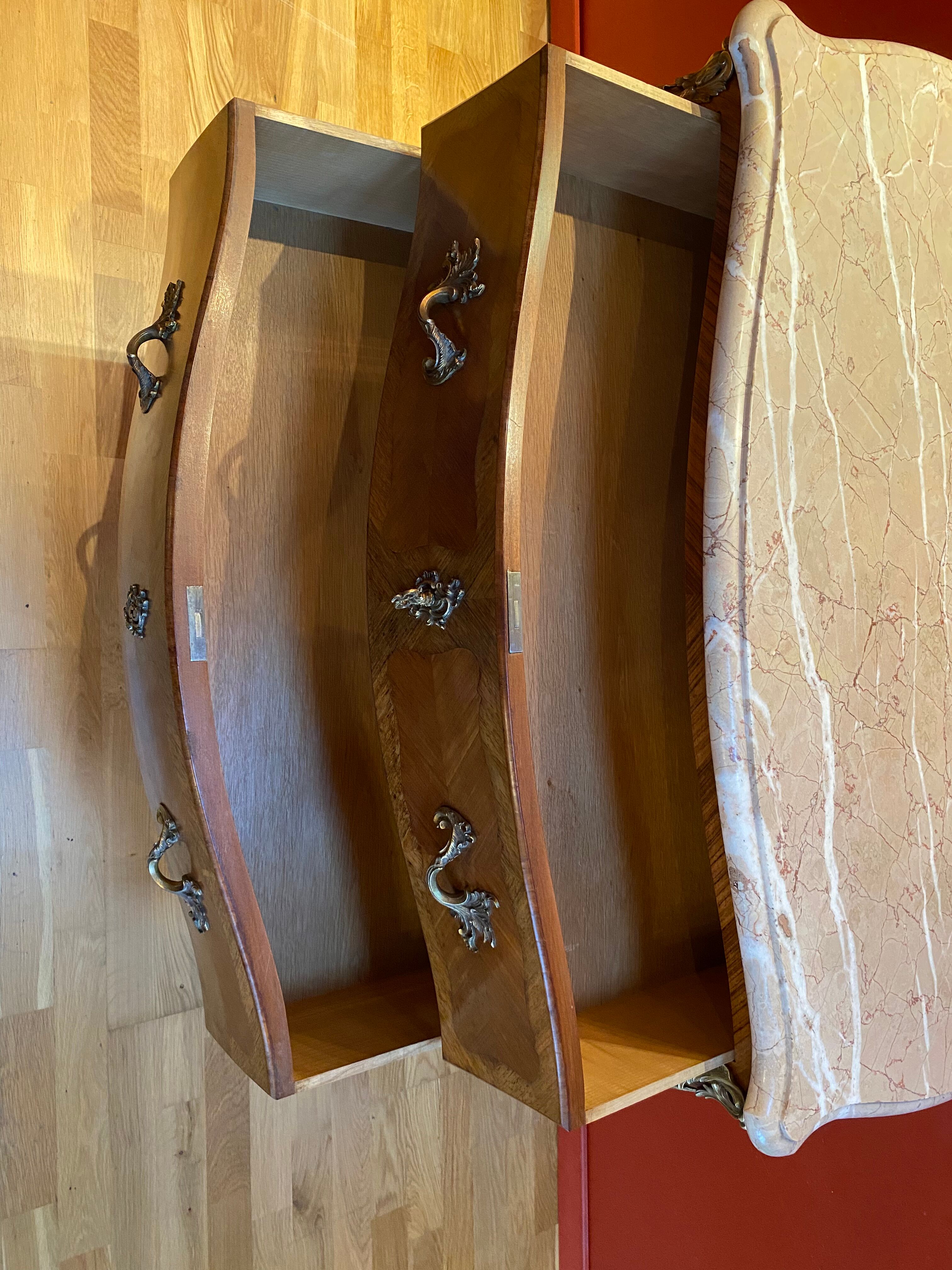 Louis XV style chest of drawers inlaid rosewood