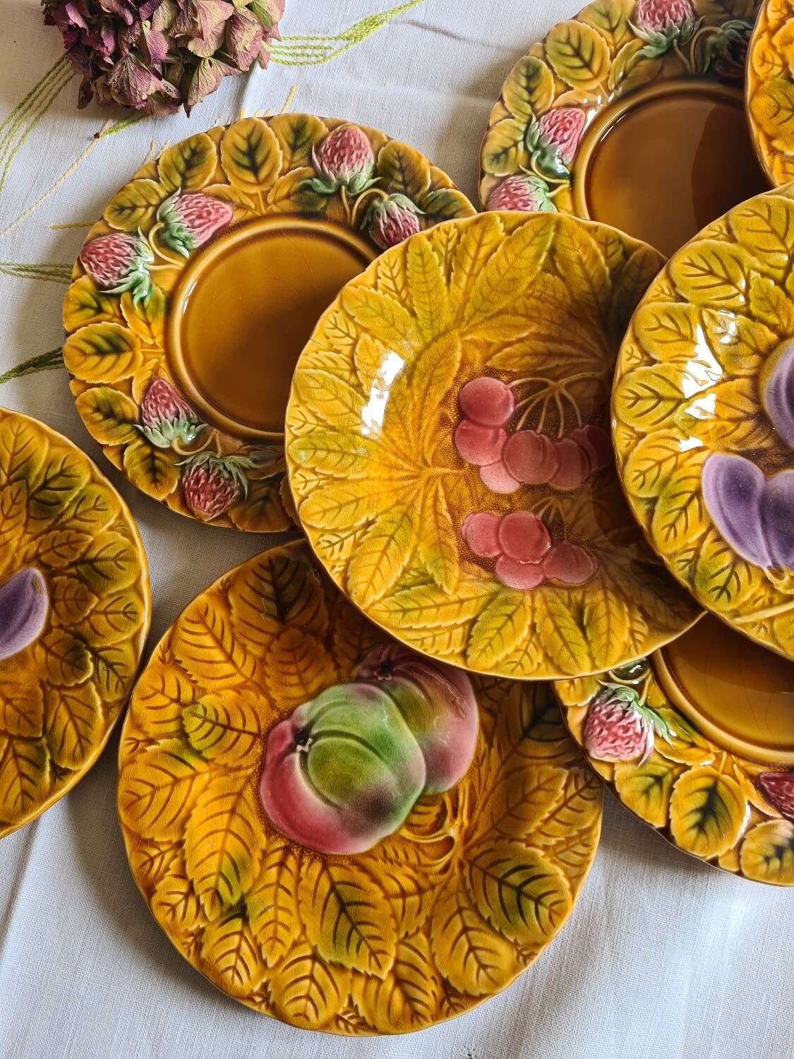 10 Sarreguemines fruit slushie dessert plates