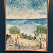 Original Swedish Oil on Panel - "Landskrona" by Stig Allan - Signed - Vintage and Framed - 60 × 50 cm (23.6" × 19.7")