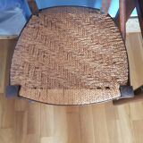 Antique chair low seat braided