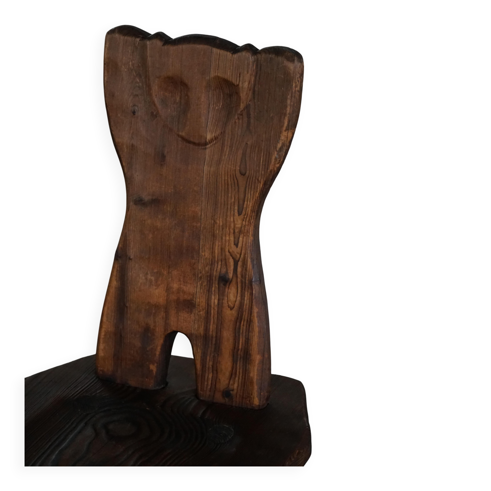 Mid-century Swedish ensemble, set of 4 "Sports Cabin" chairs handmade in pine, 1940s.