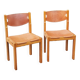 Pair of brutalist chairs in elm and stretched leather with saddle stitching Self publisher