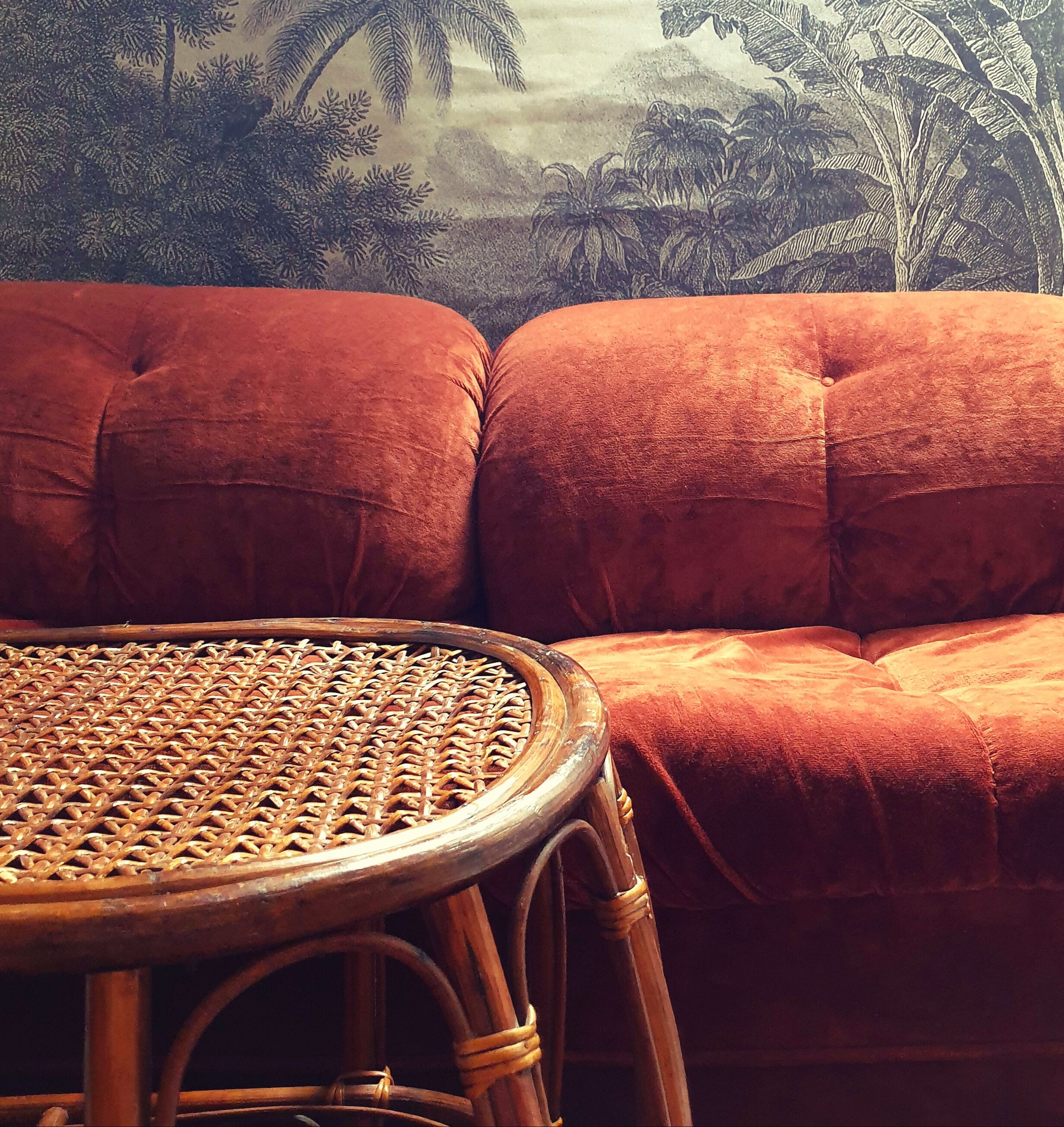 Sofa (bed) vintage Italian terracotta 70s