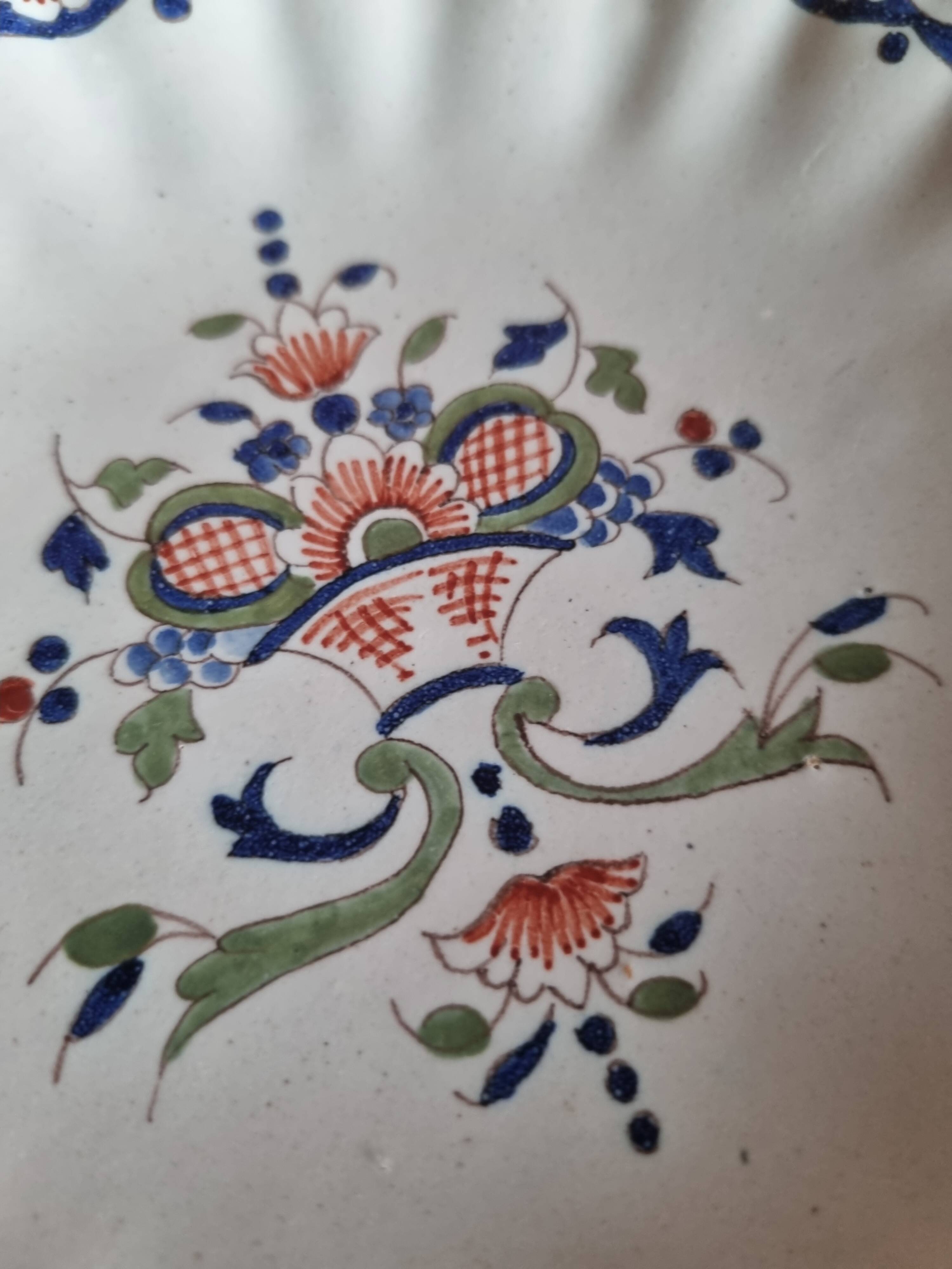 Antique Lisieux earthenware plate with Old Rouen decor