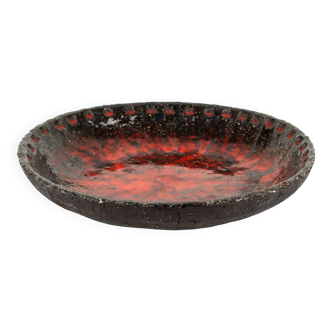 Jan van Erp Ceramic Bowl XL Red Black Fat Lava Style 30cm