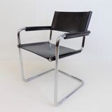 Set de 4 chaises en cuir en porte-à-faux, Matteo Grassi MG5