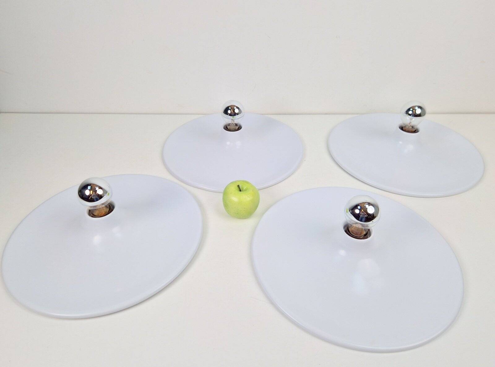 Vintage White UFO Disc Wall Lamps from Targetti Sankey, 1970s, Set of 4