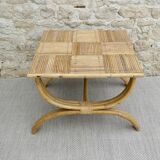 Coffee table, rattan checkerboard sofa end