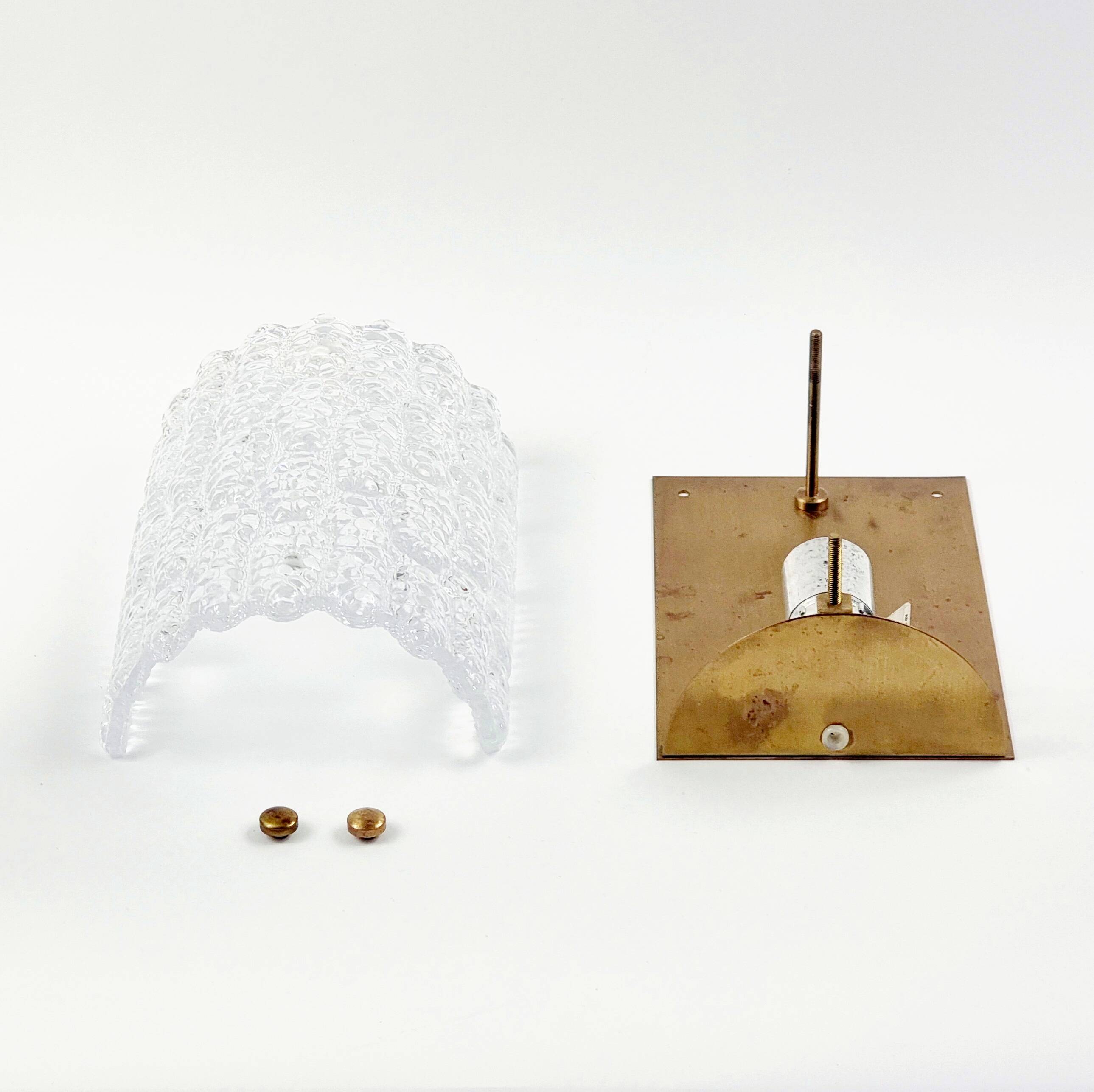 Mid-Century Scandinavian Glass & Brass Wall Light by Carl Fagerlund for Orrefors, Sweden, 1960s