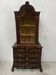 Dutch display cabinet in two parts made of marquetry wood.
