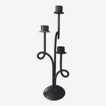 3-spoke wrought iron candle holder