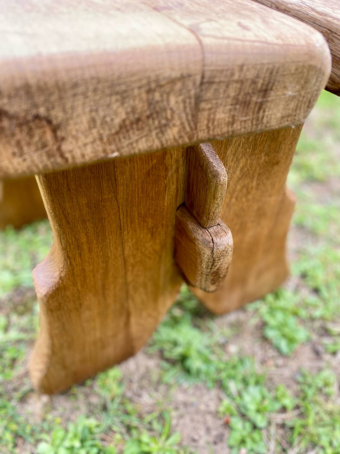 Pair of handcrafted solid elm benches