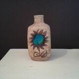 Bottle vase. ceramic enamelled with a flower. Mid-20th. Ht 21.5 cm