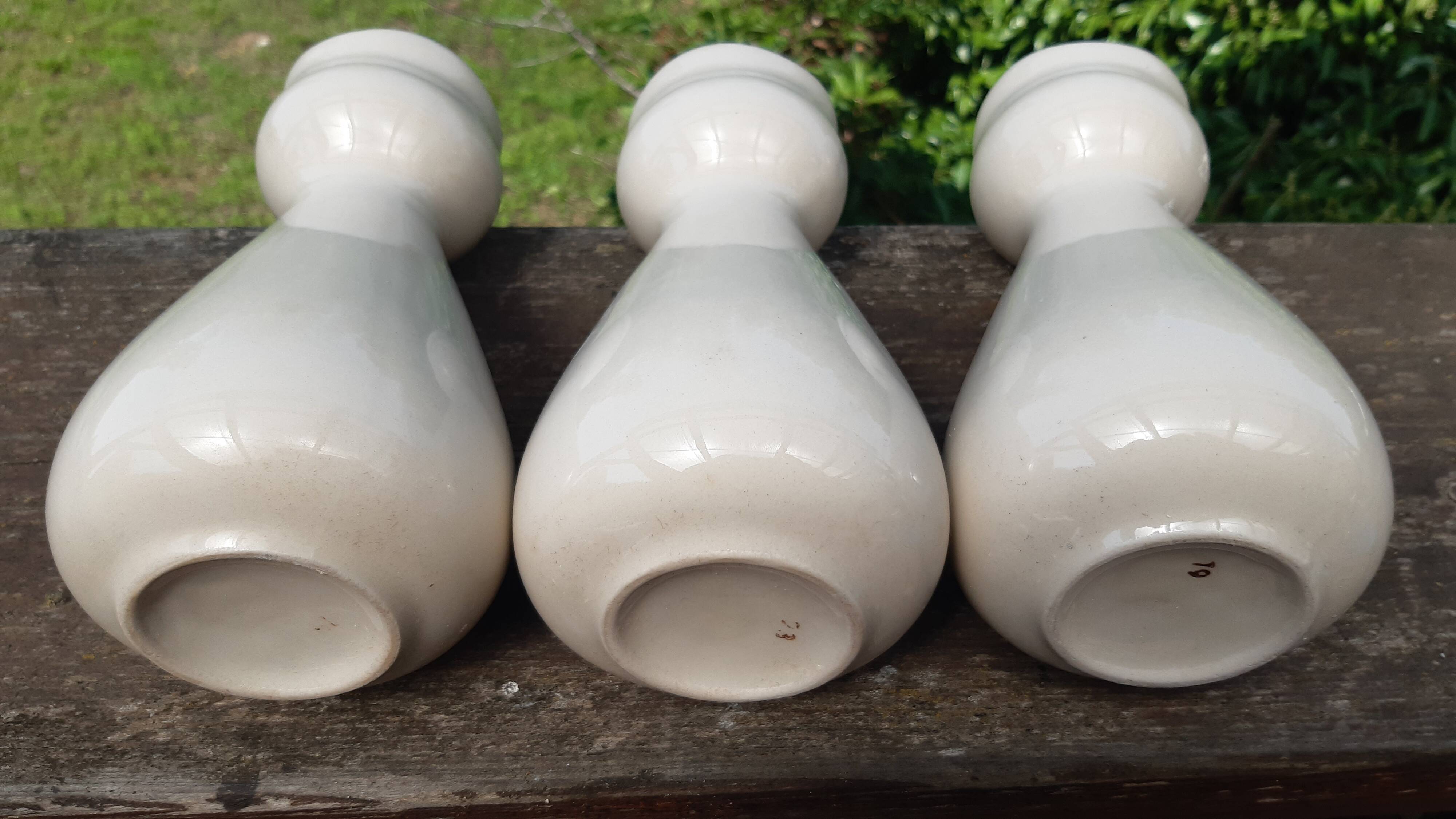 Set of 3 earthenware vases from Villenauxe