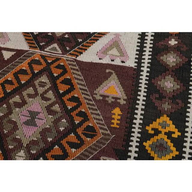 1970s Vintage Turkish Oushak Handmade Wool Cotton Brown Runner Rug 135x300