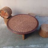 Coffee table and rope stools