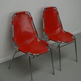 Set of Two Red Chairs by Dalvera for Les Arcs, 1960s