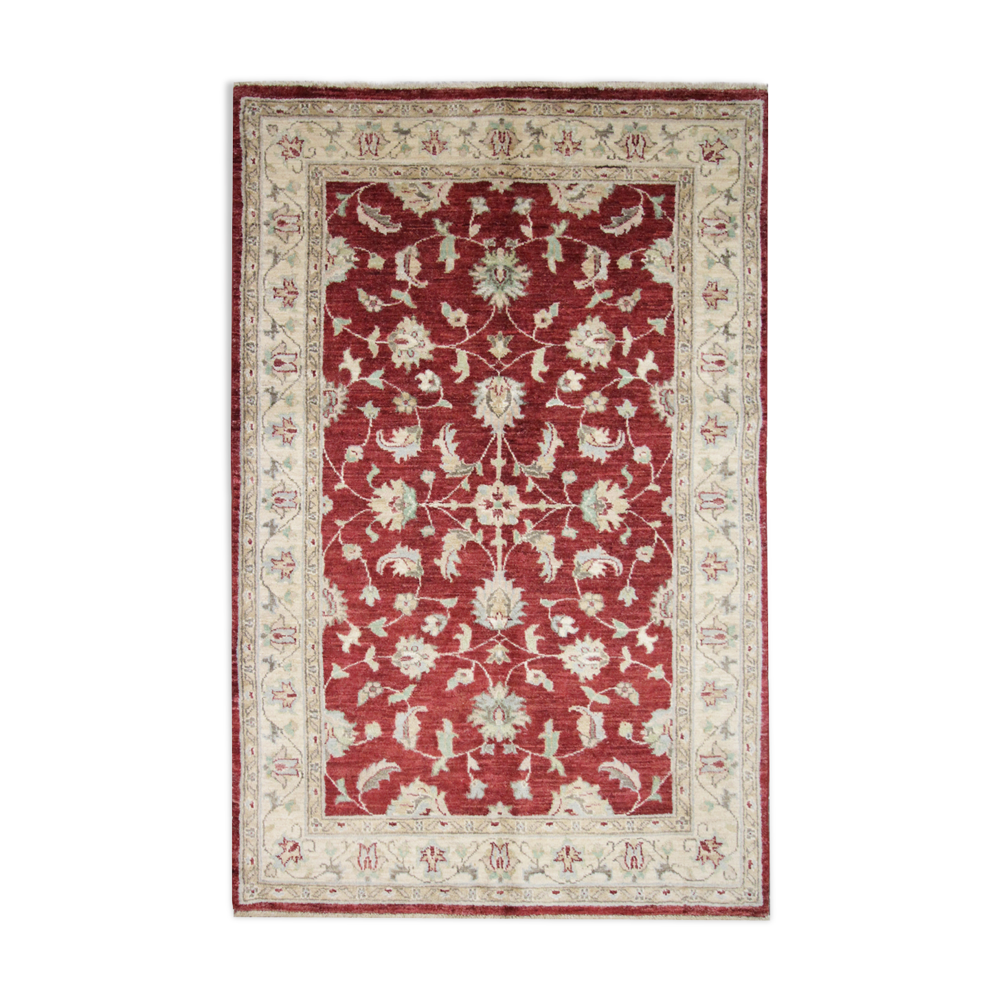 Handmade traditional red ziegler rug floral wool area rug- 124x187cm