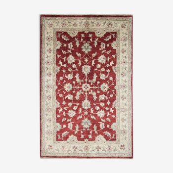 Handmade traditional red ziegler rug floral wool area rug- 124x187cm