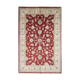 Handmade traditional red ziegler rug floral wool area rug- 124x187cm