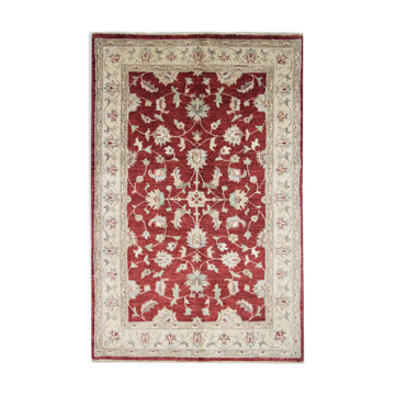 Handmade traditional red ziegler rug floral wool area rug- 124x187cm