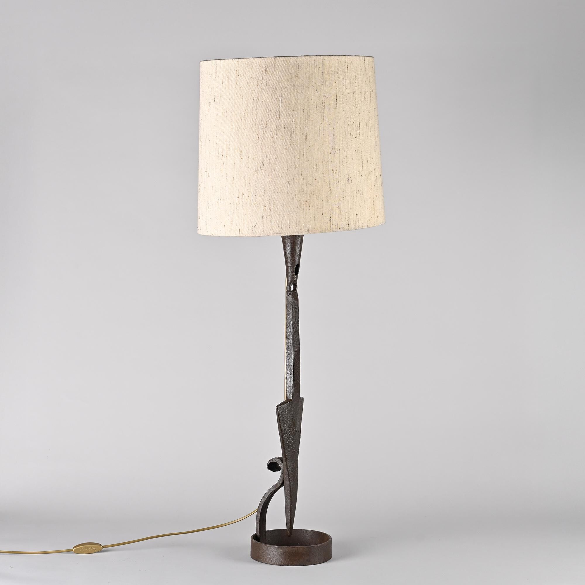 Grande lampe en fer forgé de Léopold Gest, années 1970