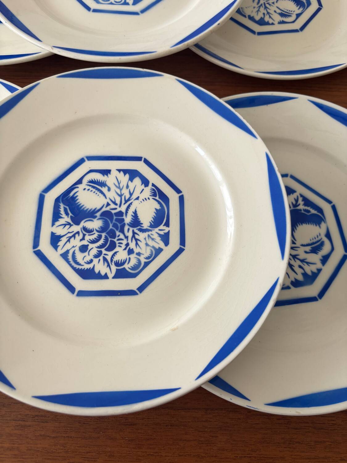 Set of 6 flat plates KG Lunéville Fructidor model – earthenware frui