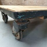 Industrial coffee table on wheels