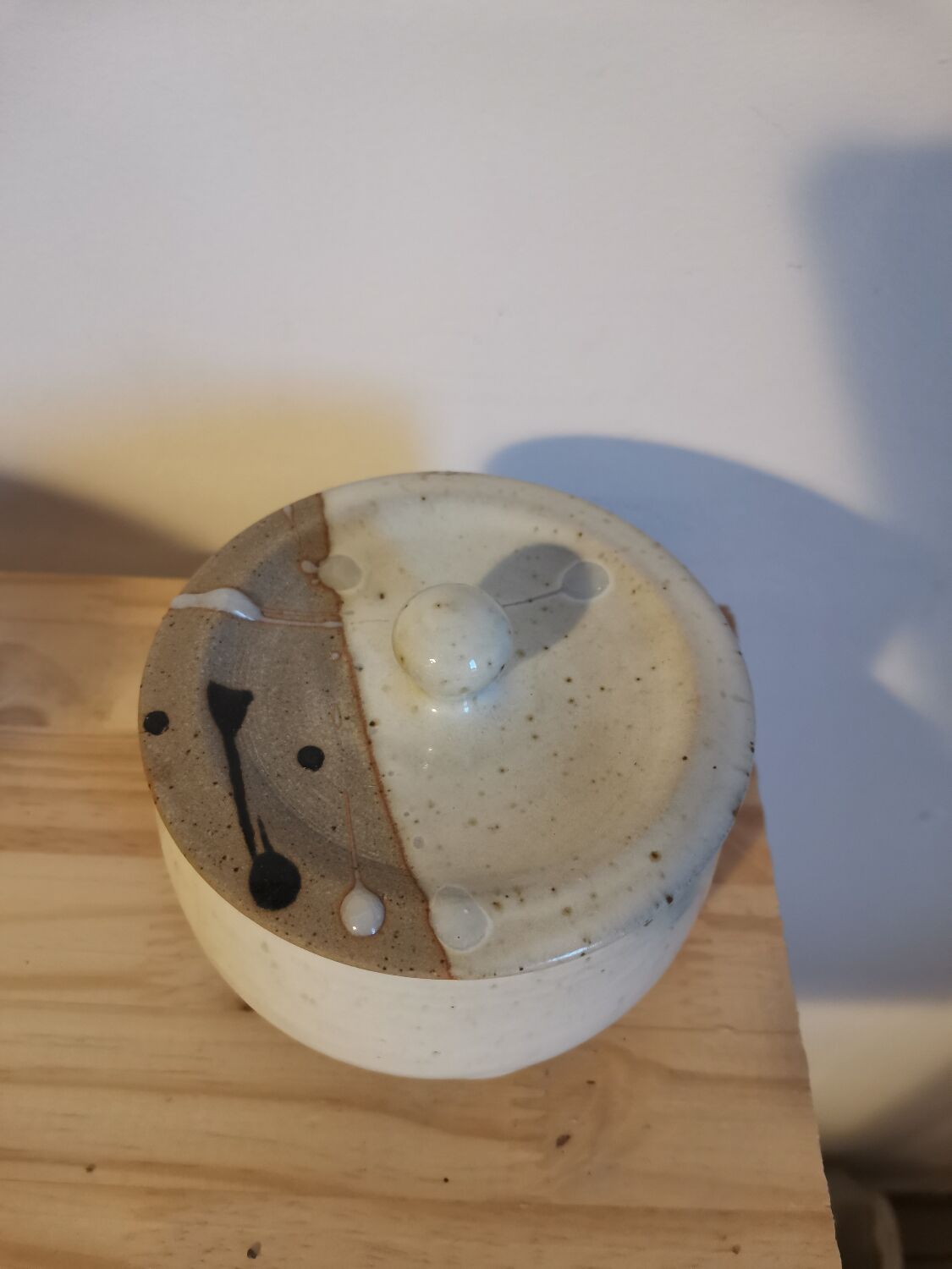 Handcrafted enamelled vintage stoneware box