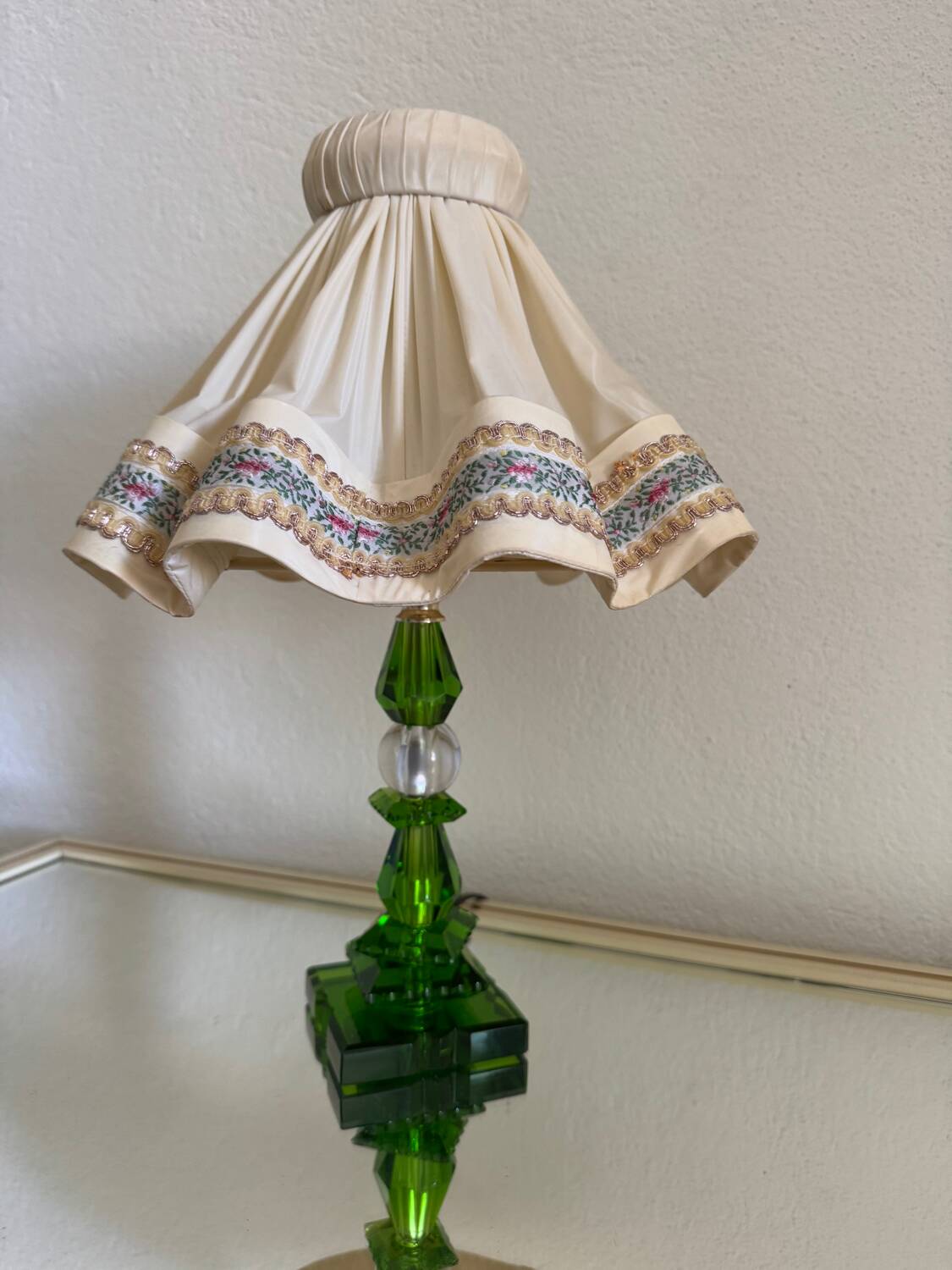 Lampe cristal émeraude Art Déco