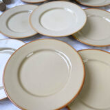 9 assiettes en grès beige tulowice mid century