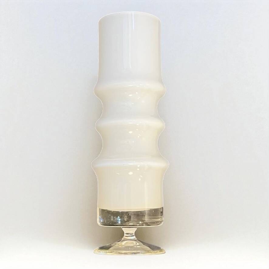 German Modernist White Glass Vase Karl Friedrich Glass Germany 1960s