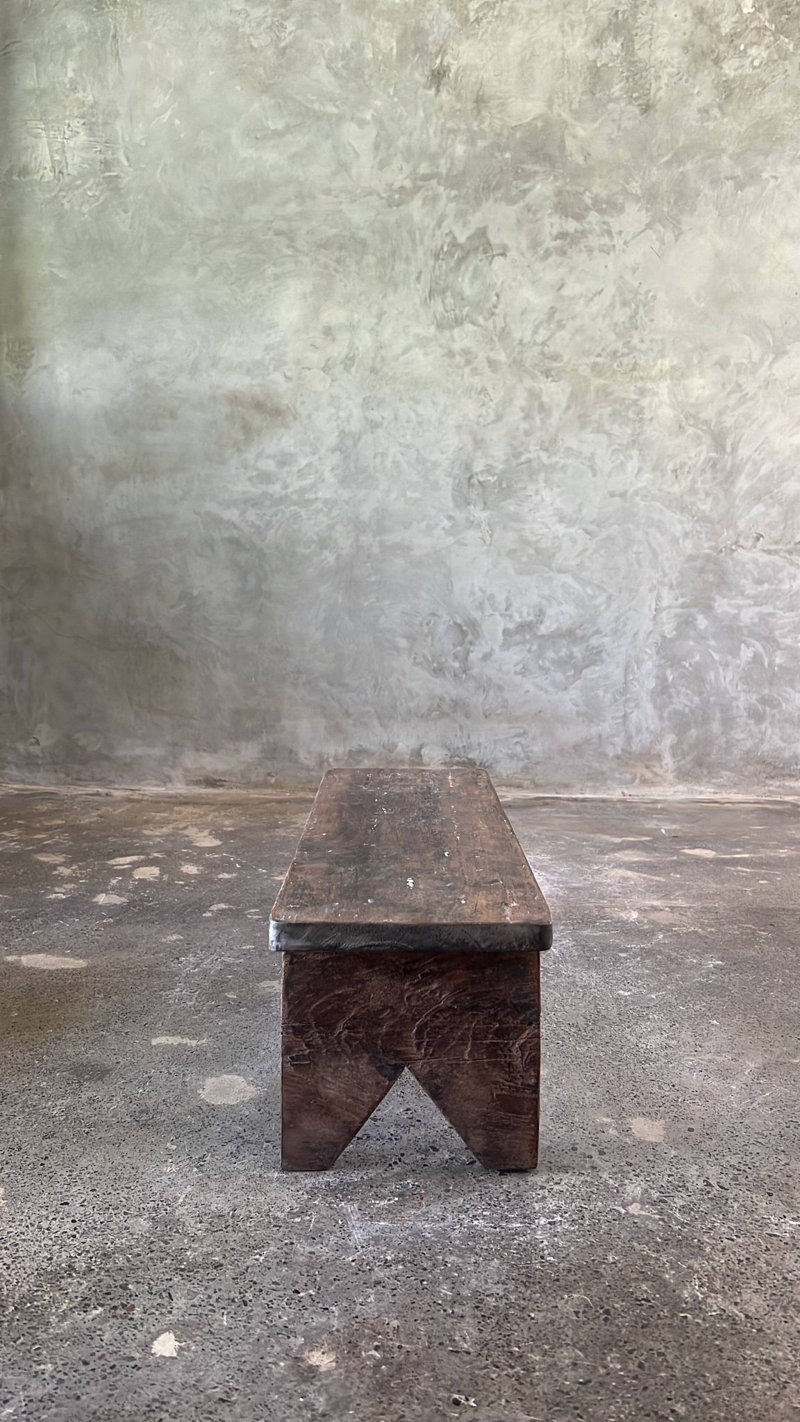 Petit banc bas asiatique en teck ancien upcyclé H:20 l:28 L70