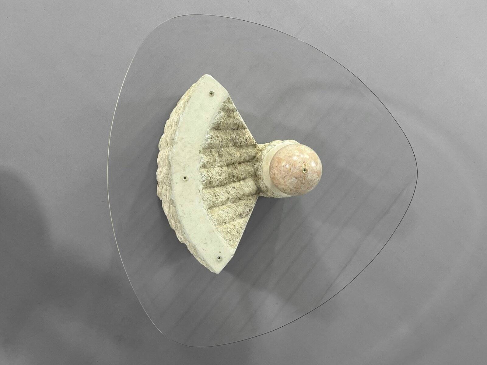 Vintage free-form stone marquetry coffee table, 1980s